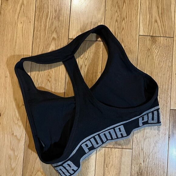 Puma Womens Active Support Performance Logo Racerback Black Bra Small - Picture 2 of 2